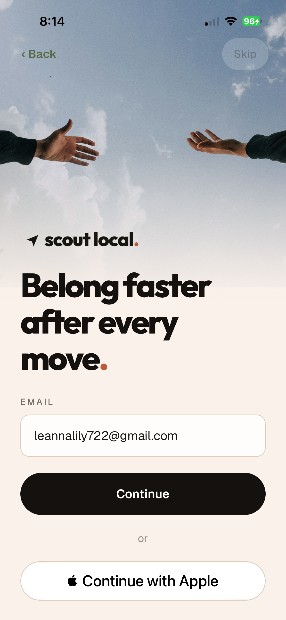 Scout Local app sign-in screen preview
